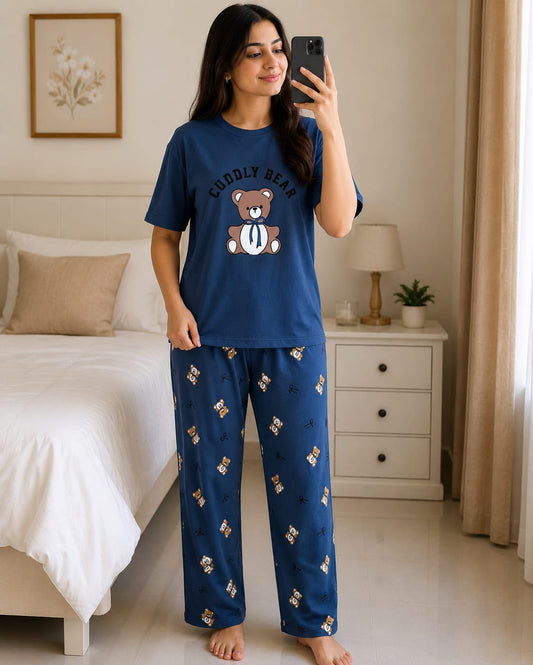 "Cuddly Bear" Print Women’s Pajama Lounge Set