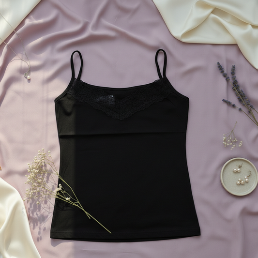 Elegant lace-neckline camisoles for ladies by Blush & Lace.