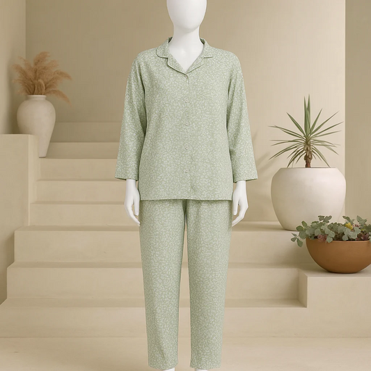 Summer Cooling Linen 2-Piece Pajama Set With Scrunchie