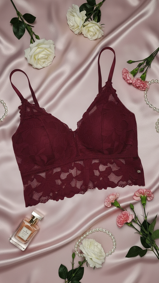 Women Net Padded flower Lace Bralette