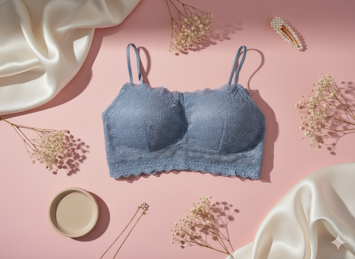 Fancy Lace Thin Strap Bralette | Premium Padded Bralette for Women by Blush & Lace