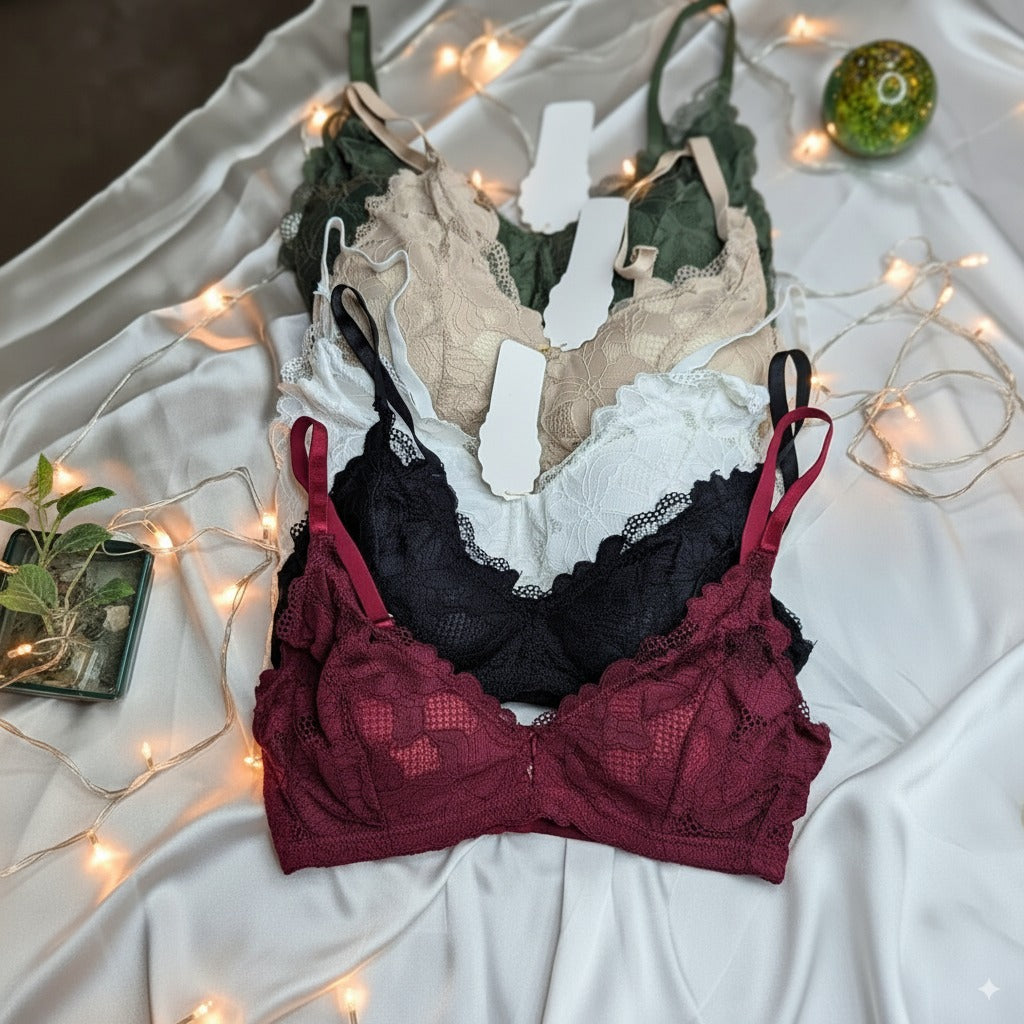 Women Sexy Padded flower Lace Bras Top Comfortable Bra