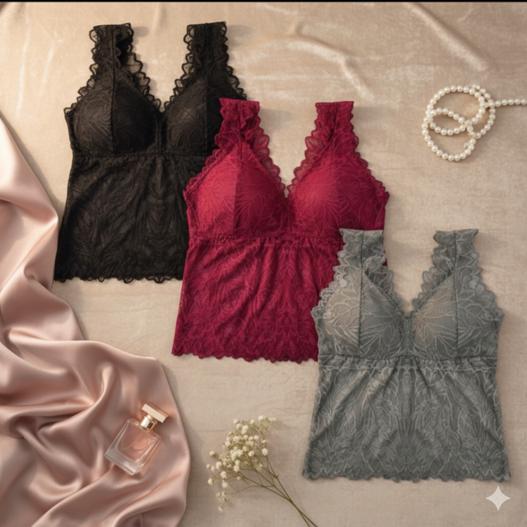 Women’s Lace Camisole – Mix Design Padded Camisole Blouse | Elegant & Comfortable Fit