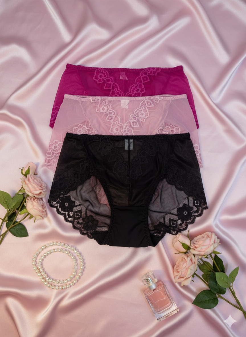 Net Silk Panties Women's Mid-waist Traceless Lace Women's Briefs