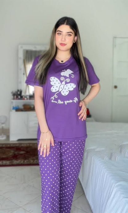 Fly Away in Comfort with the Rich Purple Butterfly Pajama Set!