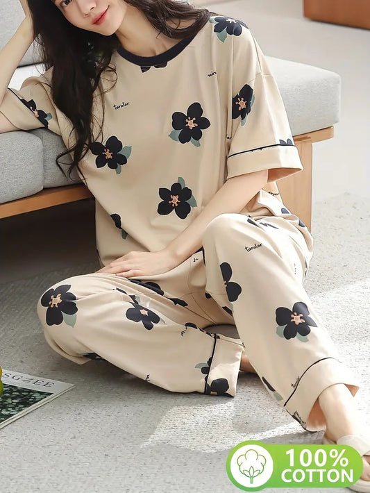 Cozy Floral Dreams Women’s Cotton Nightwear Set