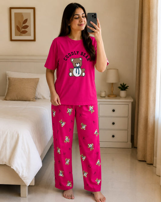 "Cuddly Bear" Print Women’s Pajama Lounge Set