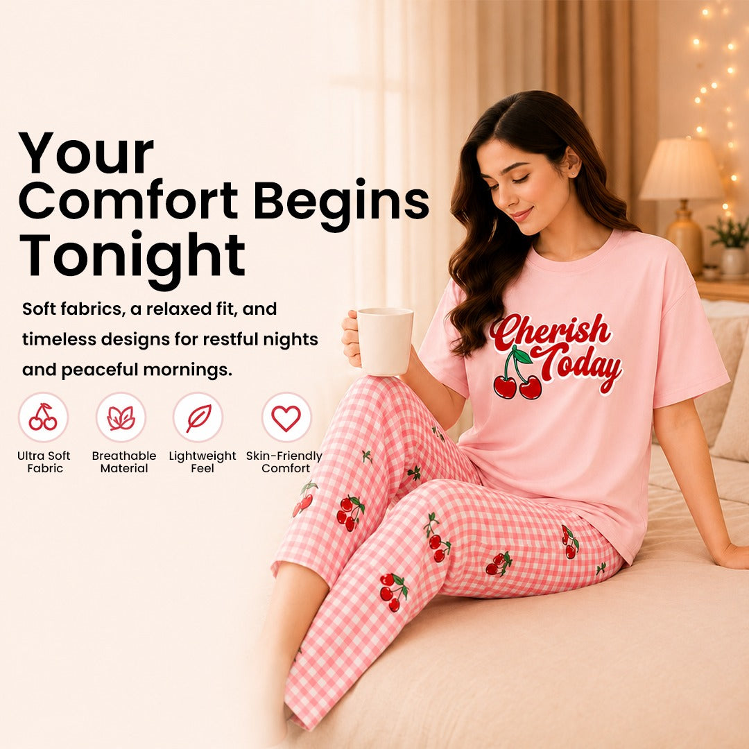 Trending Women's Night Suit Set – Soft Cotton Pajama Set with Top & Trouser | 15 Designs
