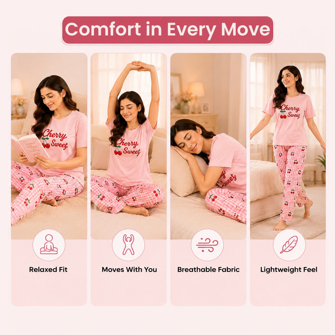 Trending Women's Night Suit Set – Soft Cotton Pajama Set with Top & Trouser | 15 Designs