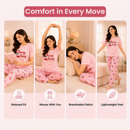 Trending Women's Night Suit Set – Soft Cotton Pajama Set with Top & Trouser | 15 Designs