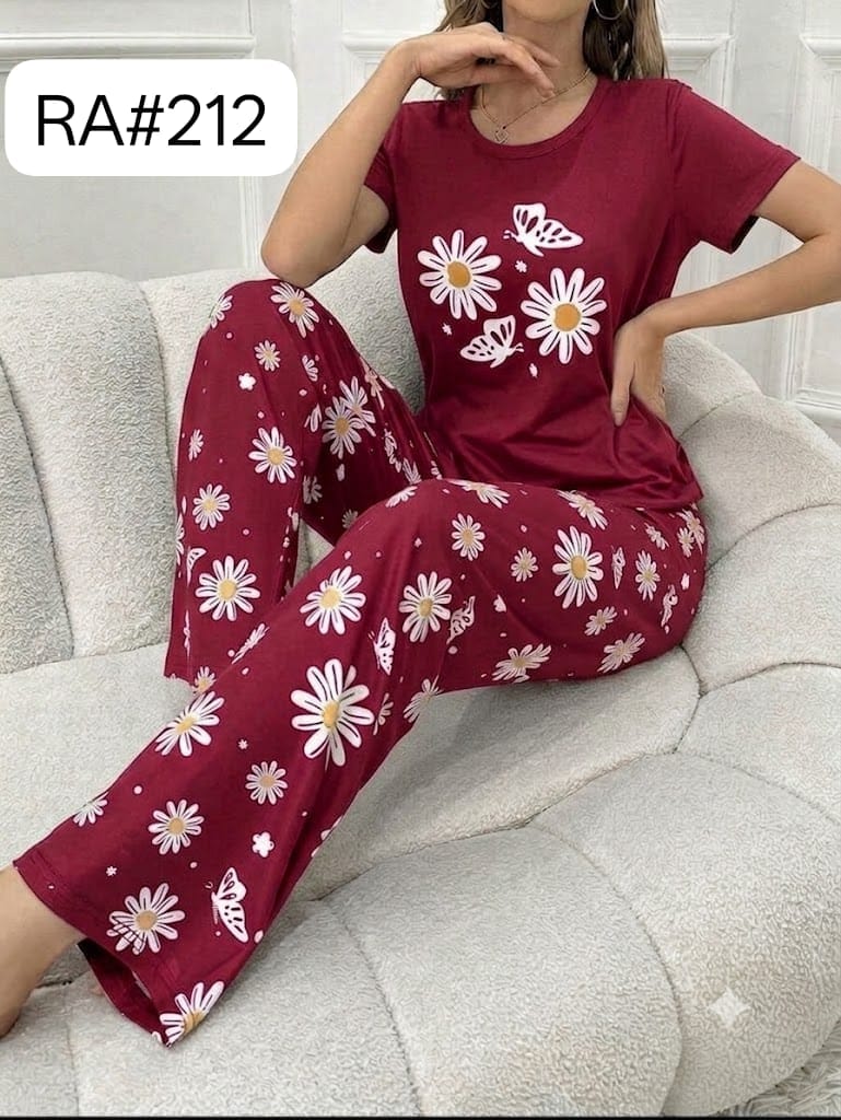 Women's Daisy & Butterfly Printed Nightwear Lounge Set