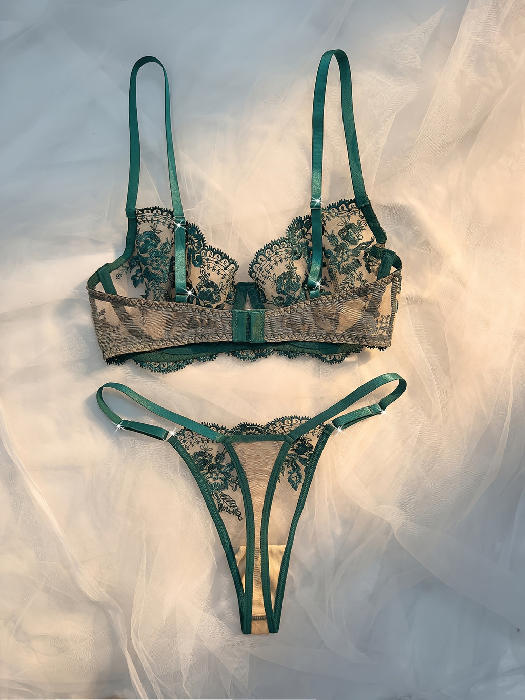 Floral Embroidery Lingerie Set
