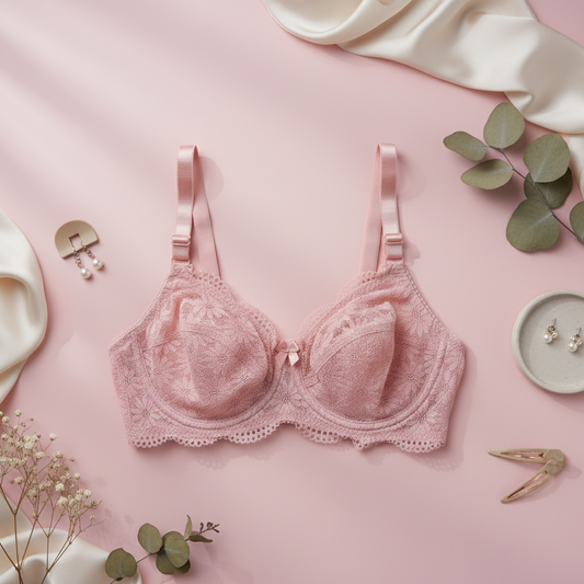 Detailed floral lace net bra from the Blush & Lace women padded bra sale collection.