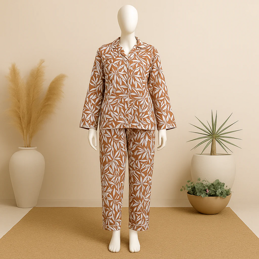 Summer Cooling Linen 2-Piece Pajama Set With Scrunchie