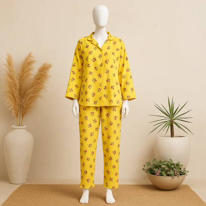 Summer Cooling Linen 2-Piece Pajama Set With Scrunchie