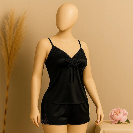 2 pcs silk Charming Style Short Non Padded Inner and Short Nighty