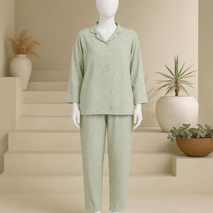 Summer Cooling Linen 2-Piece Pajama Set With Scrunchie
