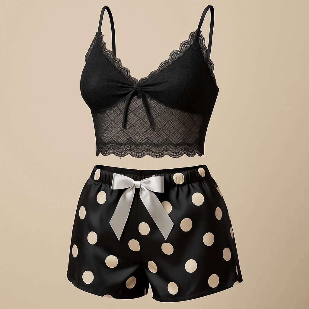 2 Pcs Short Skirt Style Lace See Through Inner Sexy Nighty