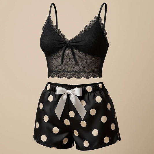 2 Pcs Short Skirt Style Lace See Through Inner Sexy Nighty