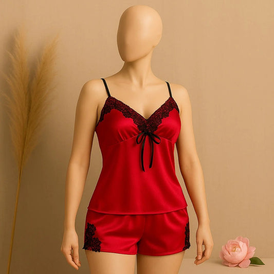 2 pcs silk Charming Style Short Non Padded Inner and Short Nighty