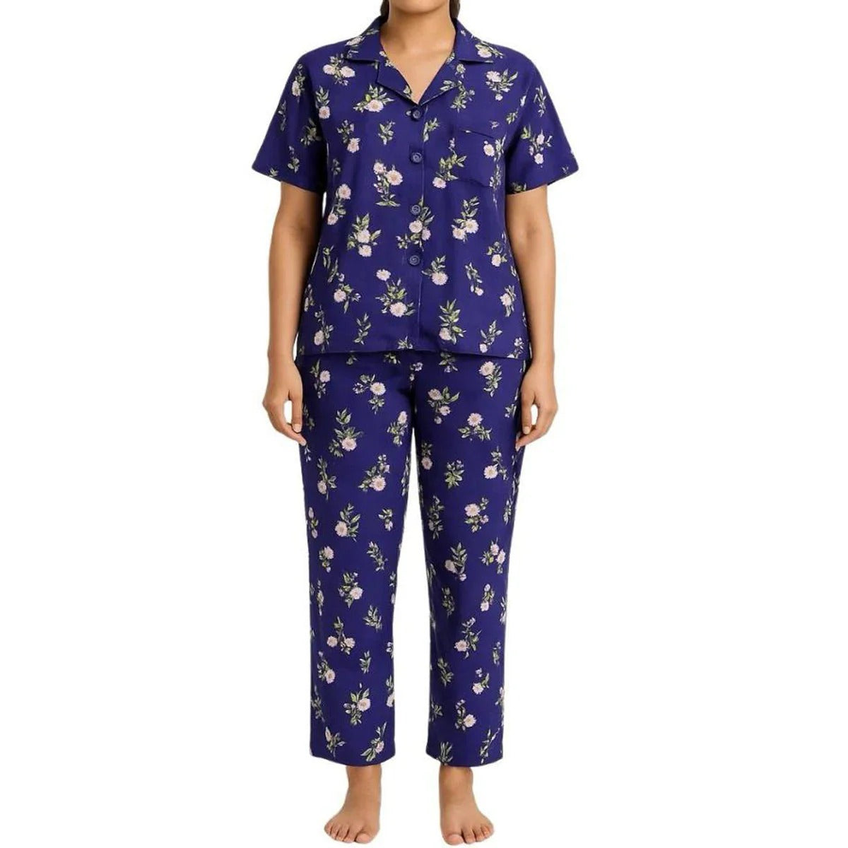 Summer Cooling Linen 2-Piece Pajama Set With Scrunchie