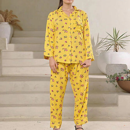 Summer Cooling Linen 2-Piece Pajama Set With Scrunchie