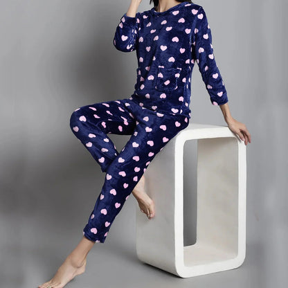 2 Pc Winter Korean Flannel Women Pajamas
