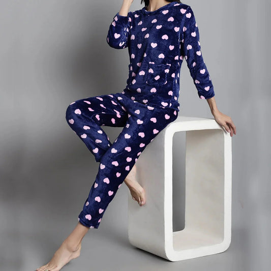 2 Pc Winter Korean Flannel Women Pajamas