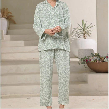 Summer Cooling Linen 2-Piece Pajama Set With Scrunchie