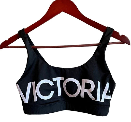 Victoria Secret Victoria Sports. SpellOut Wire Fee Bra SZ Medium Black White
