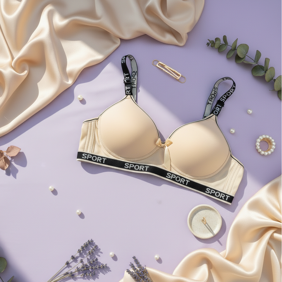 Close-up of the Blush & Lace athletic series, the best women padded bra for comfort and lift.
